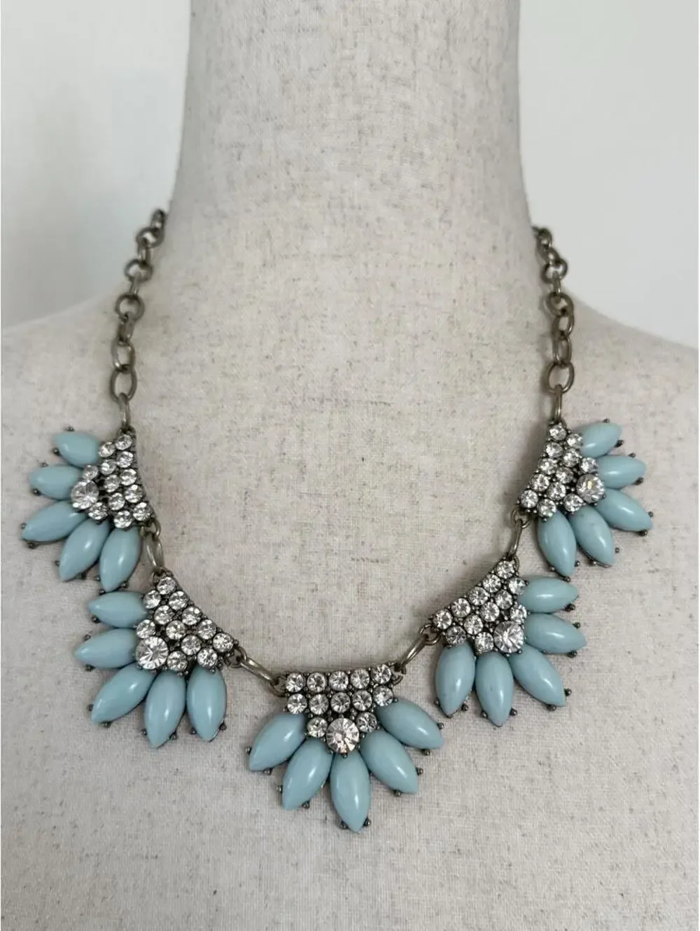 J.Crew Blue Rhinestone Statement Necklace | 2010s